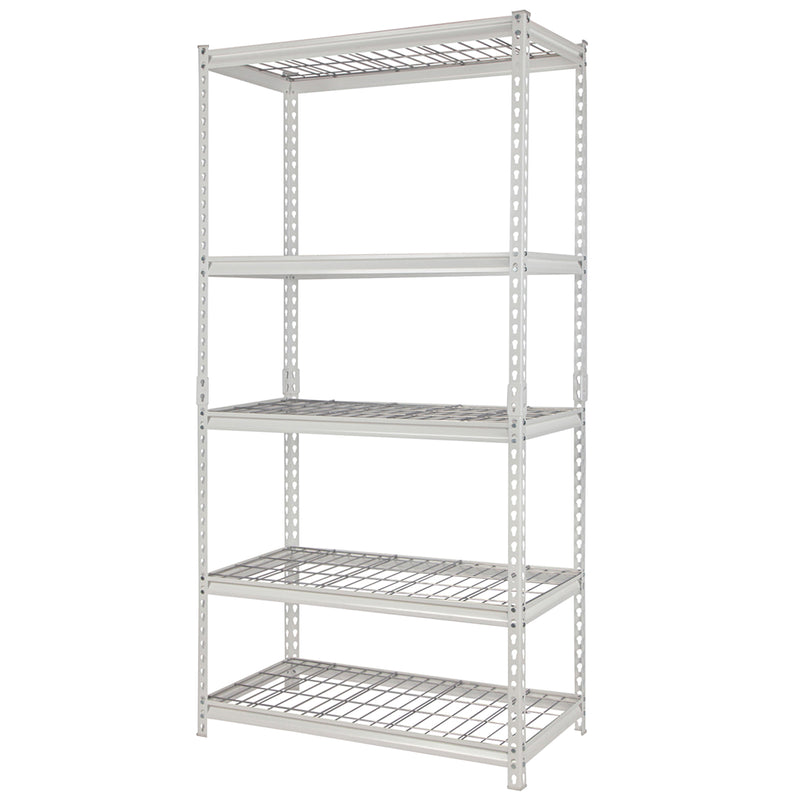 Pachira 36"W x 72"H 5 Shelf Steel Shelving for Organizing, White (Open Box)