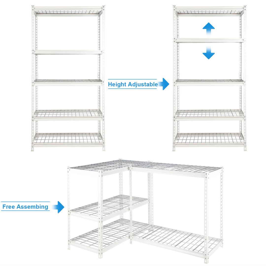 Pachira 36"W x 72"H 5 Shelf Steel Shelving for Home and Office Organizing, White - VMInnovations