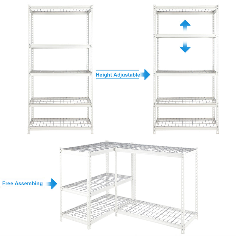 Pachira 36"W x 72"H 5 Shelf Steel Shelving for Organizing, White (Open Box)