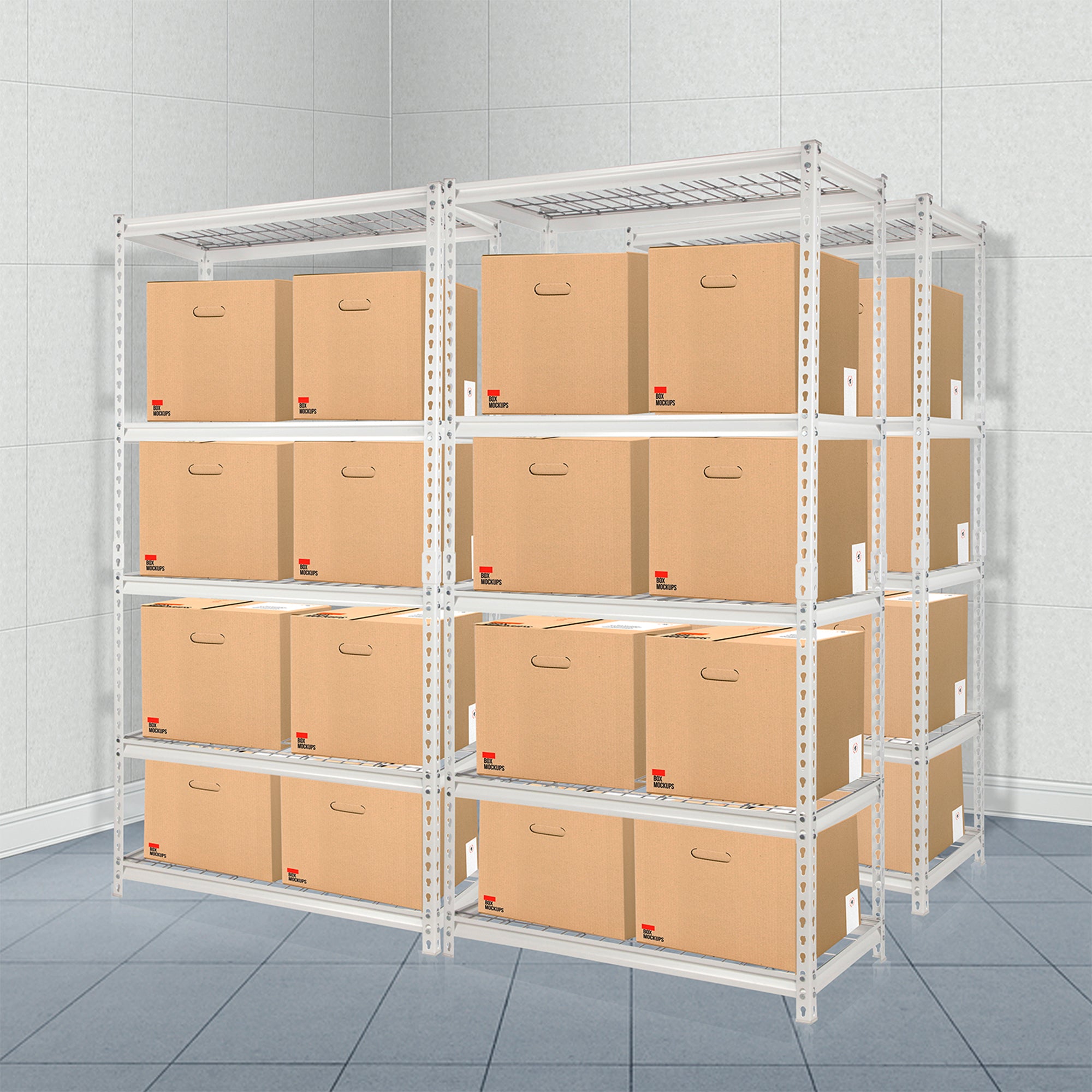 Pachira 36"W x 72"H 5 Shelf Steel Shelving for Organizing, White (Open Box) - VMInnovations