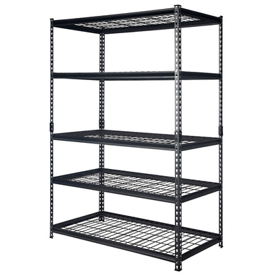 Pachira 60"W x 72"H 5 Shelf Steel Shelving for Home and Office Organizing, Black