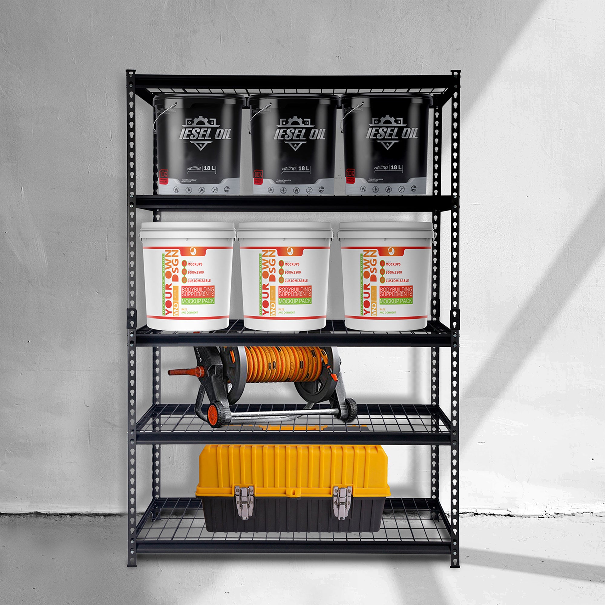 Pachira 60"W x 72"H 5 Steel Shelving for Home & Office Organizing, Black (Used) - VMInnovations