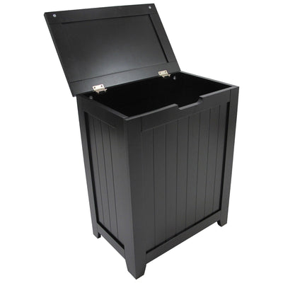 Redmon Country Wainscot Style Clothes Hamper, Laundry Basket with Lid, Black - VMInnovations