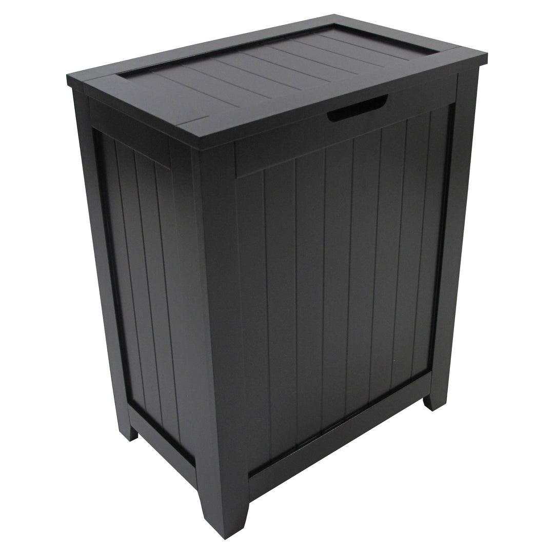 Redmon Country Wainscot Style Clothes Hamper, Laundry Basket with Lid, Black