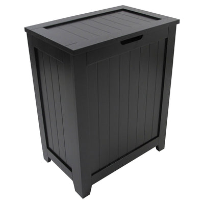 Redmon Country Wainscot Style Clothes Hamper, Laundry Basket with Lid, Black - VMInnovations
