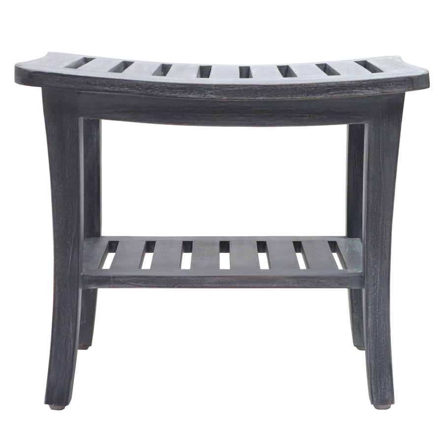 Redmon 20'' x 13.5'' x 17.5'' Contemporary Teak Wooden Bench, Weathered Gray - VMInnovations