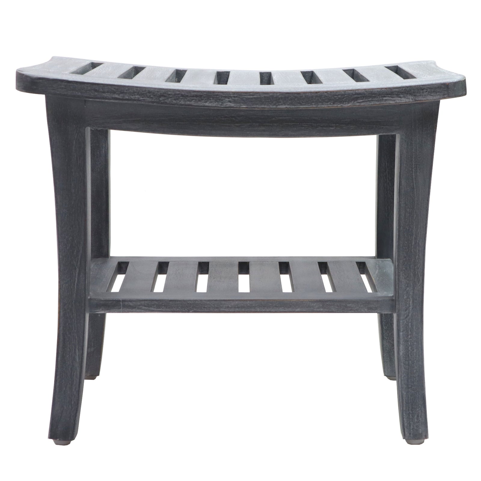 20'' x 13.5'' x 17.5'' Contemporary Teak Wooden Bench, Weathered Gray (Used) - VMInnovations