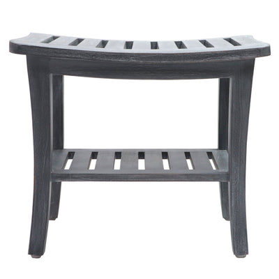 20'' x 13.5'' x 17.5'' Contemporary Teak Wooden Bench, Weathered Gray (Used) - VMInnovations