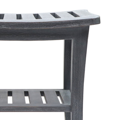 20'' x 13.5'' x 17.5'' Contemporary Teak Wooden Bench, Weathered Gray (Used) - VMInnovations