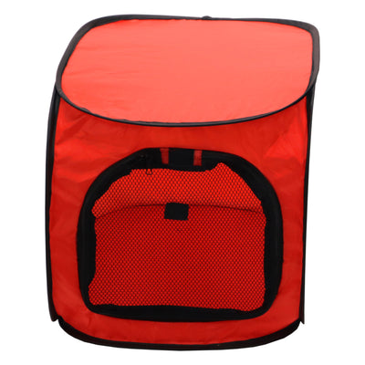 Redmon Medium Foldable Lightweight Portable Pop Up Dog Pet Travel Crate, Red