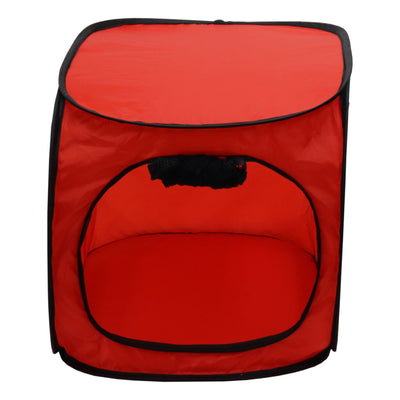 Redmon Medium Foldable Lightweight Portable Pop Up Dog Pet Travel Crate, Red