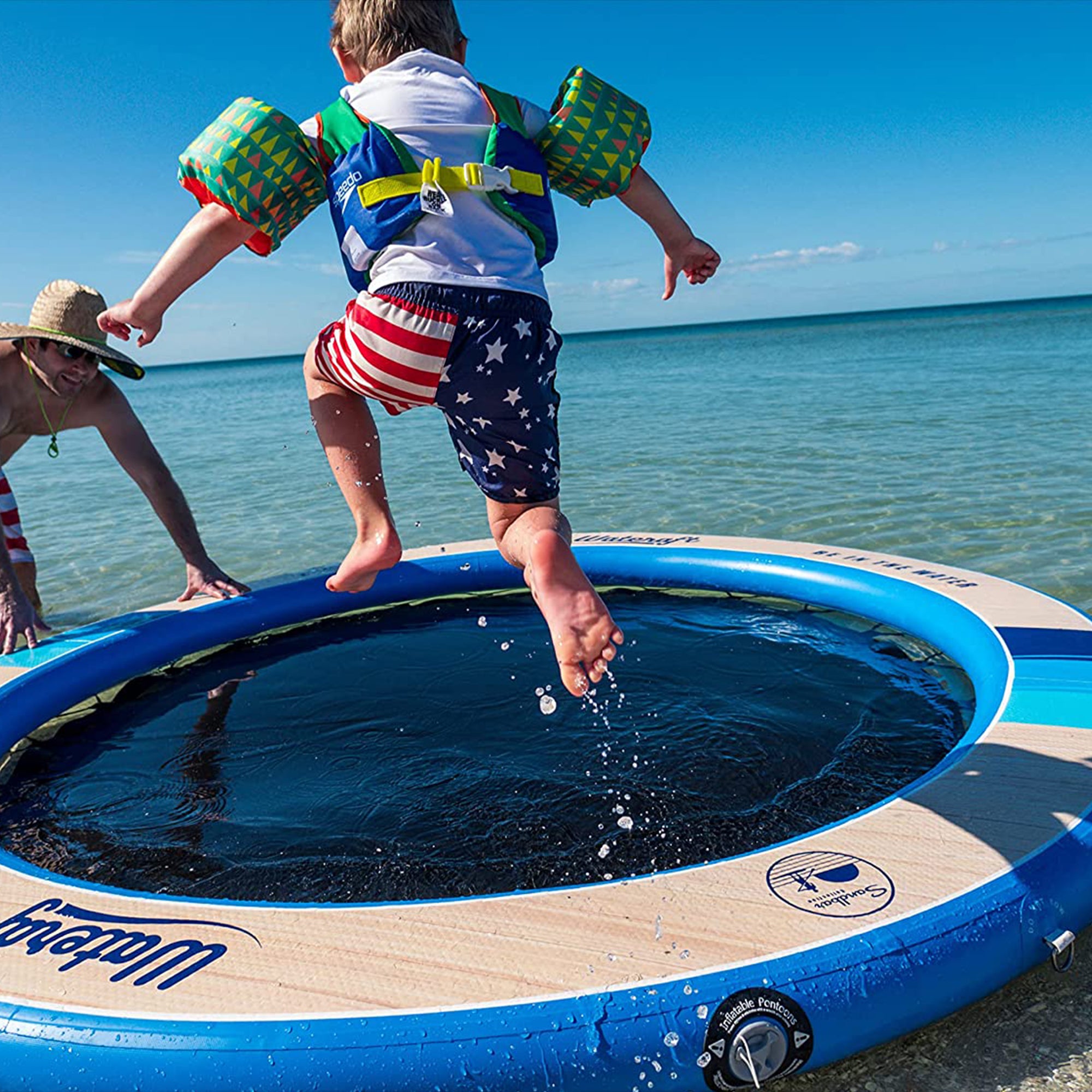 WateRaft Floating Inflatable Dock with Mesh Net, Supports Up To 6 Adults (Used) - VMInnovations