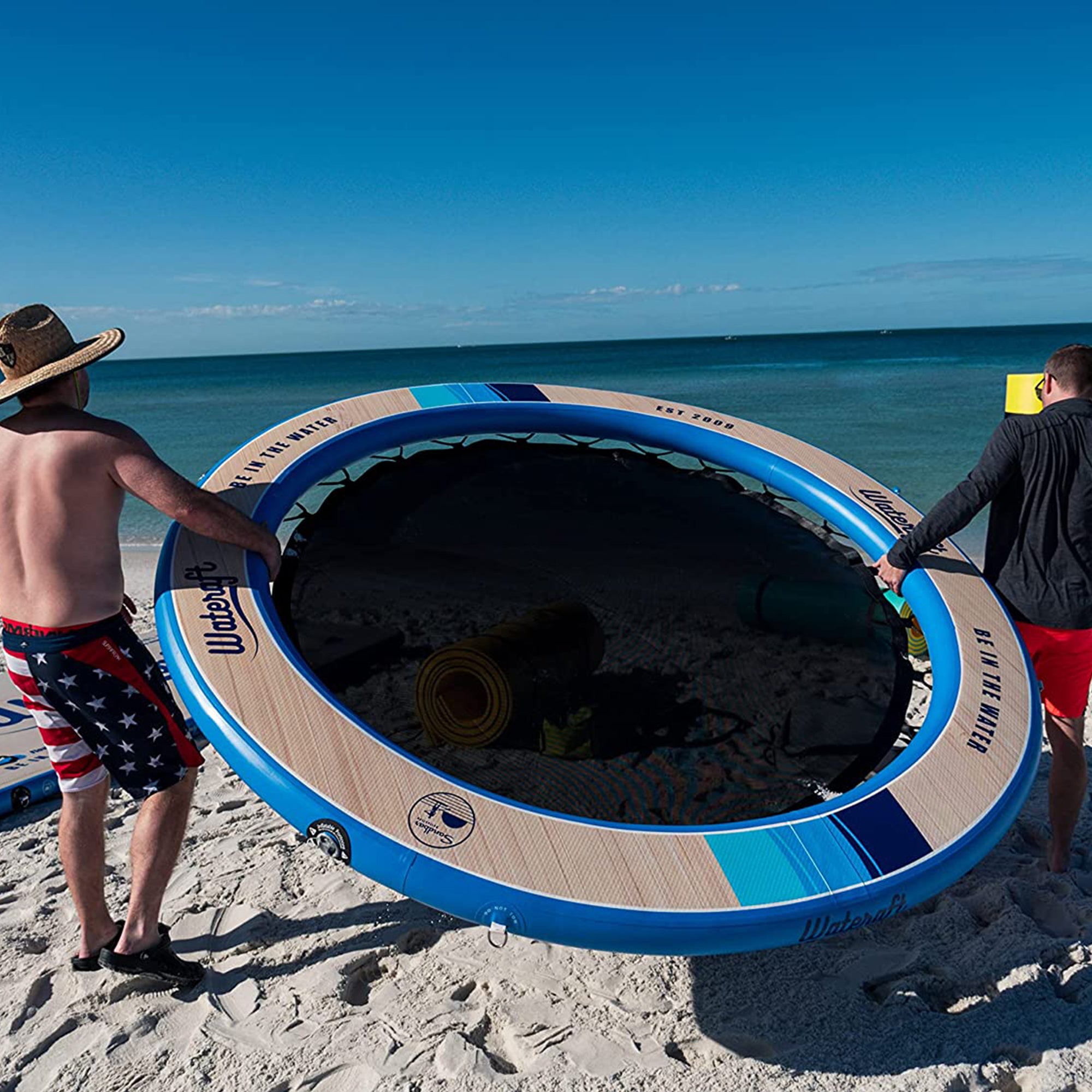 WateRaft Floating Inflatable Dock with Mesh Net, Supports Up To 6 Adults (Used) - VMInnovations