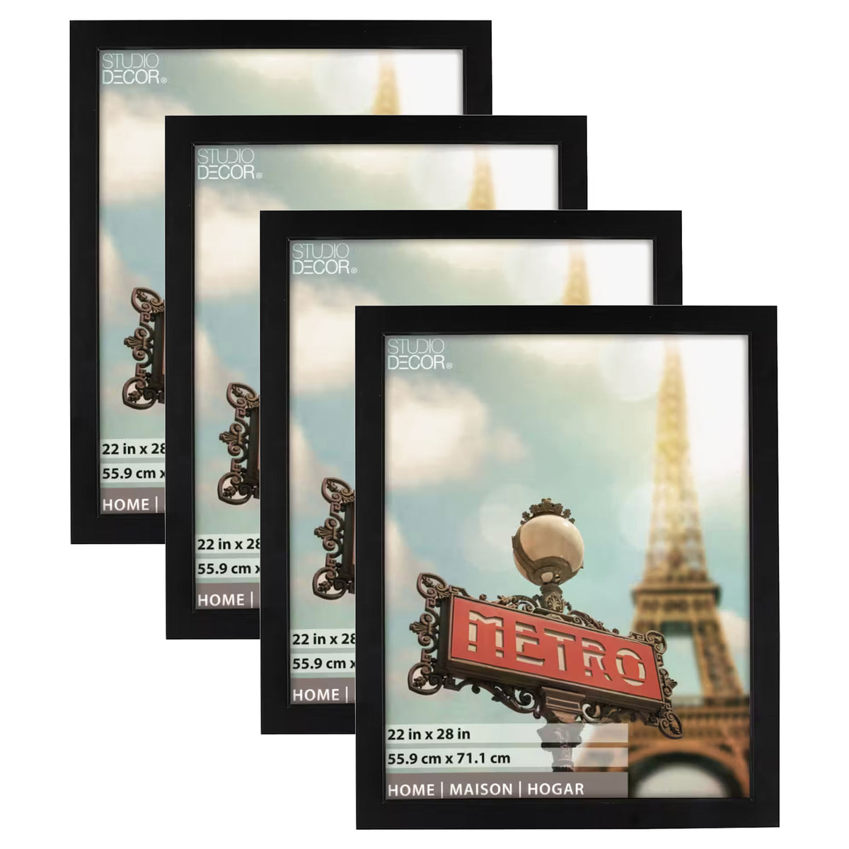 Studio Decor Home Collection 22" x 28'' Hanging Picture Frame, Black (4 Pack) - VMInnovations