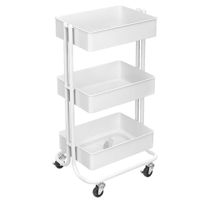 Lexington 3 Tier Rolling Cart for Home & Office Organization, White (Open Box)