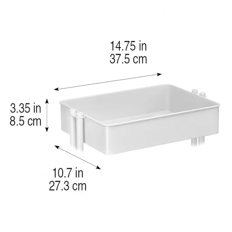 Lexington 3 Tier Rolling Cart for Home & Office Organization, White (Open Box)