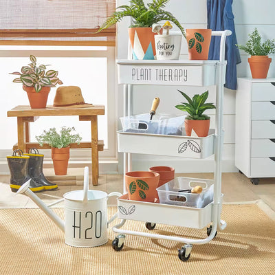 Lexington 3 Tier Rolling Cart for Home & Office Organization, White (Open Box) - VMInnovations