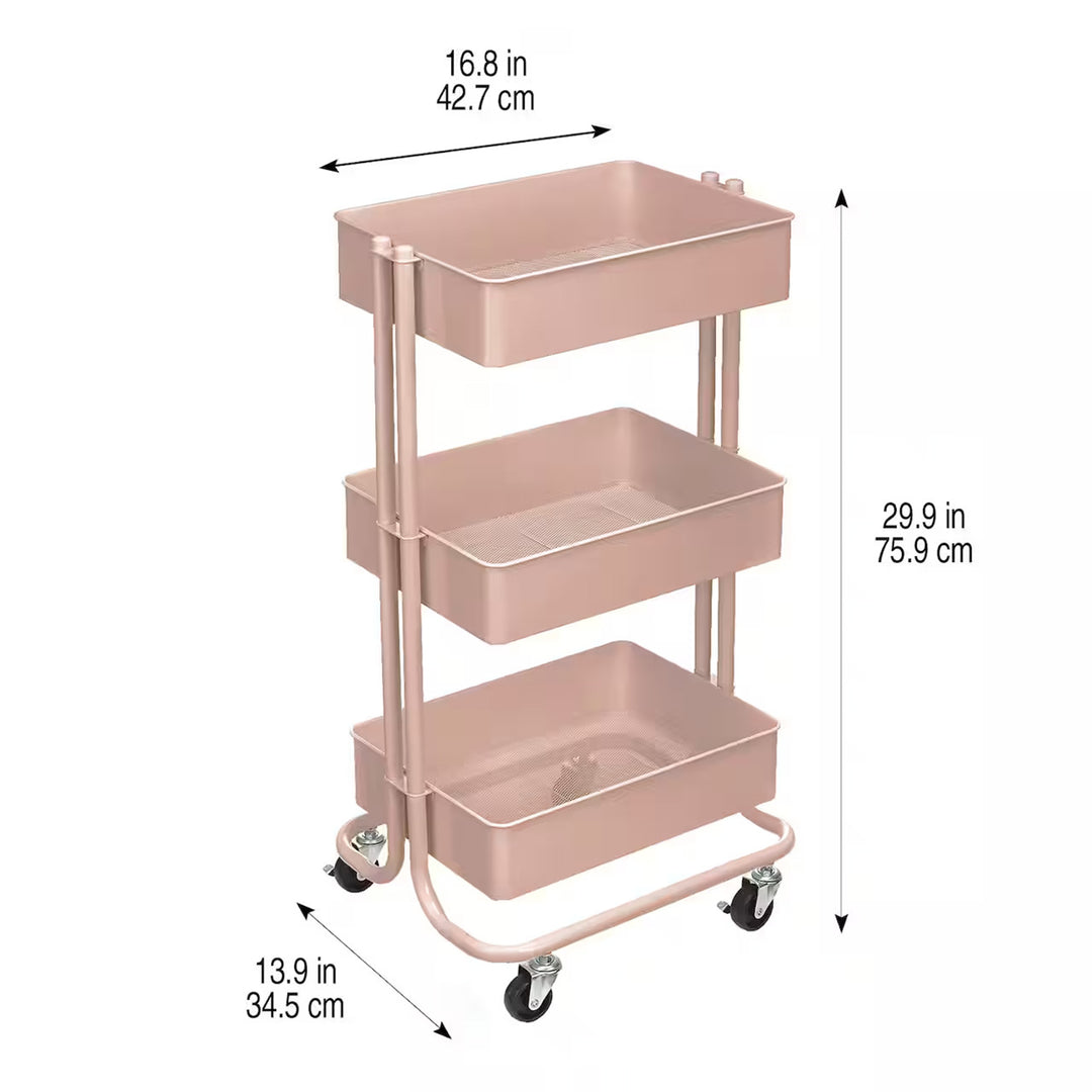 Simply Tidy 3 Tier Home or Office Organization Rolling Cart, Rose Gold(Open Box) - VMInnovations