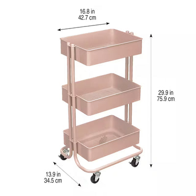 Simply Tidy 3 Tier Home or Office Organization Rolling Cart, Rose Gold(Open Box) - VMInnovations