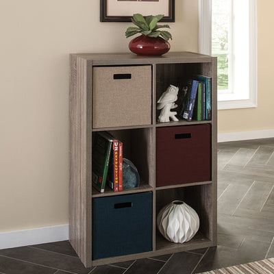 Decorative 6 Cube Open Home Display Versatile Storage Organizer, Gray (Open Box)