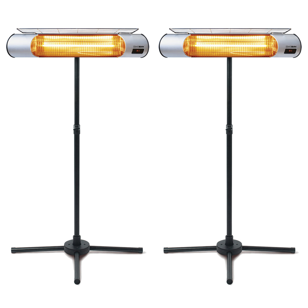 Sengoku HeatMate Weatherproof Graphite Patio Heater with Remote, Silver (2 Pack)