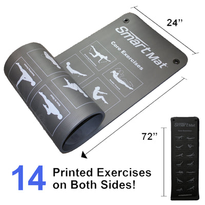 Prism Fitness Extra Thick Smart Self Guided Exercise Mat with Carry Strap, Black