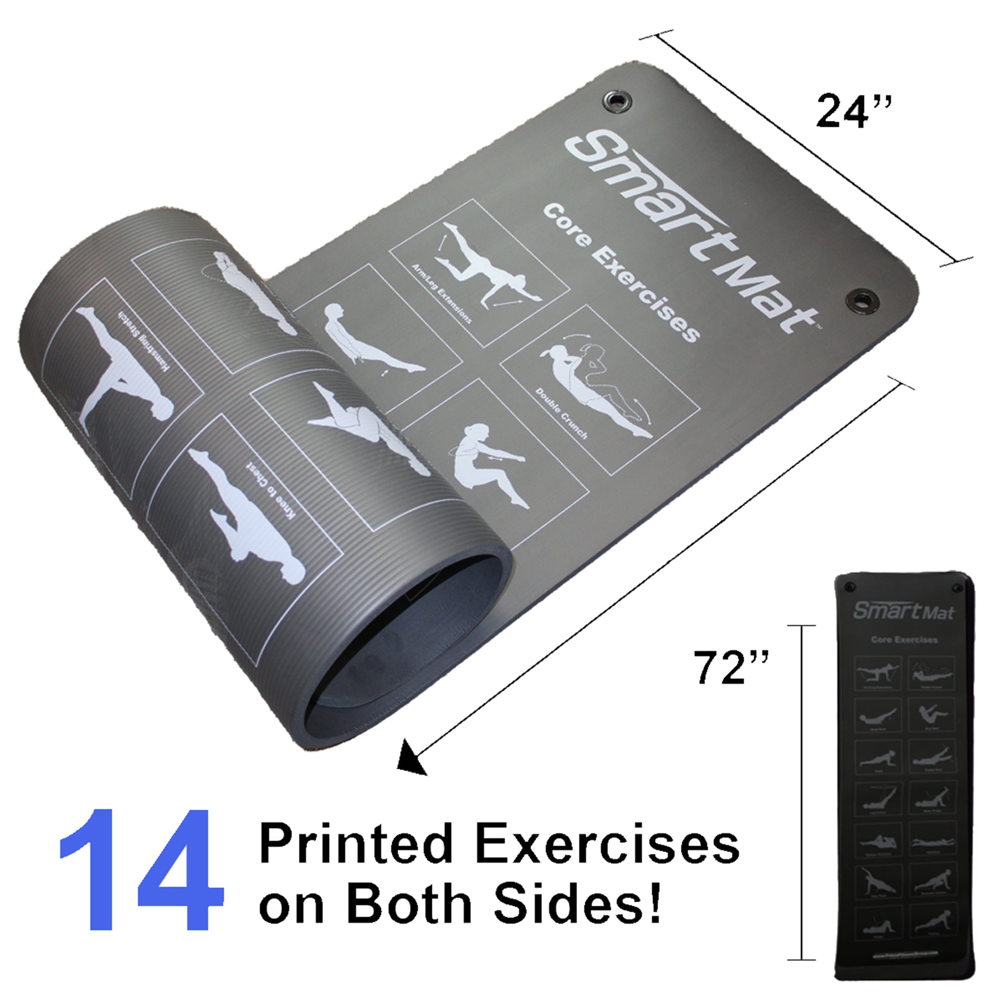 Prism Fitness Extra Thick Self Guided Exercise Mat w/Carry Strap, Black (Used) - VMInnovations