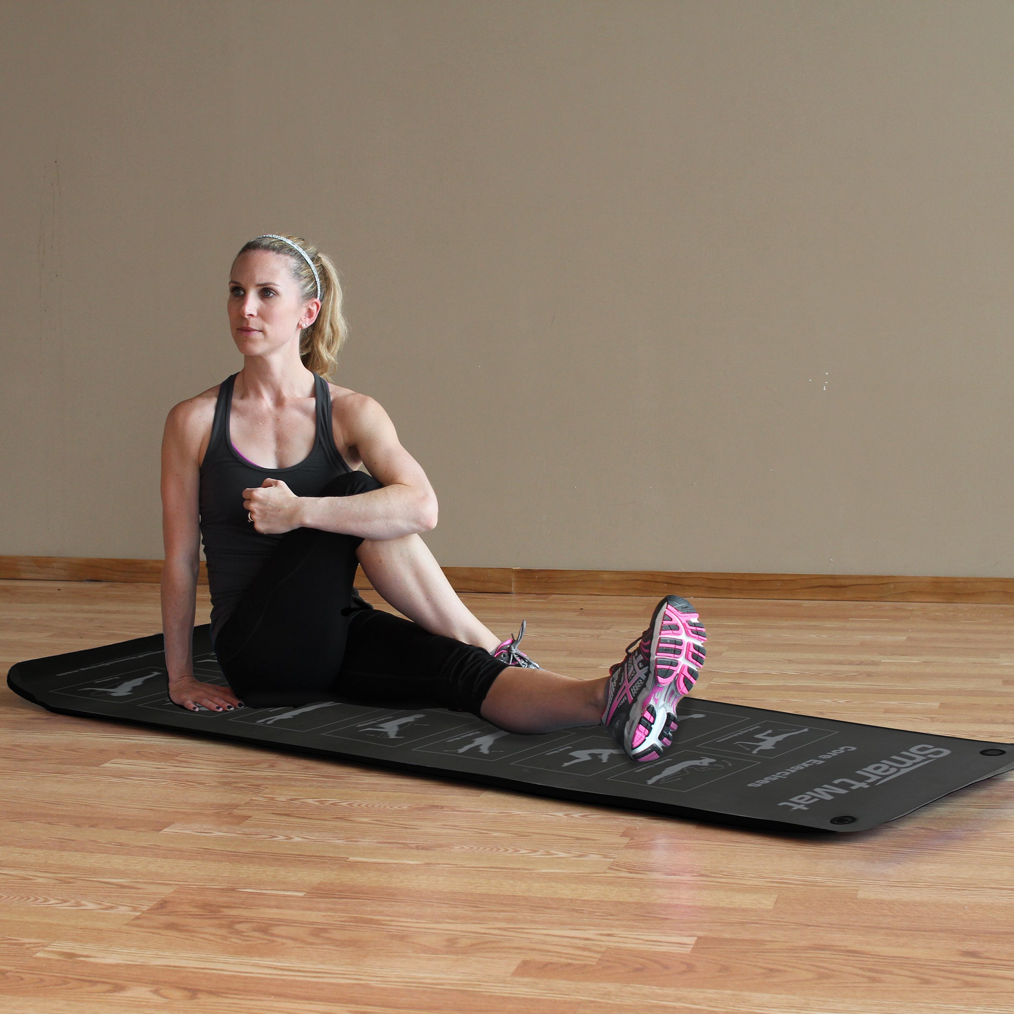 Prism Fitness Extra Thick Self Guided Exercise Mat w/Carry Strap, Black (Used) - VMInnovations