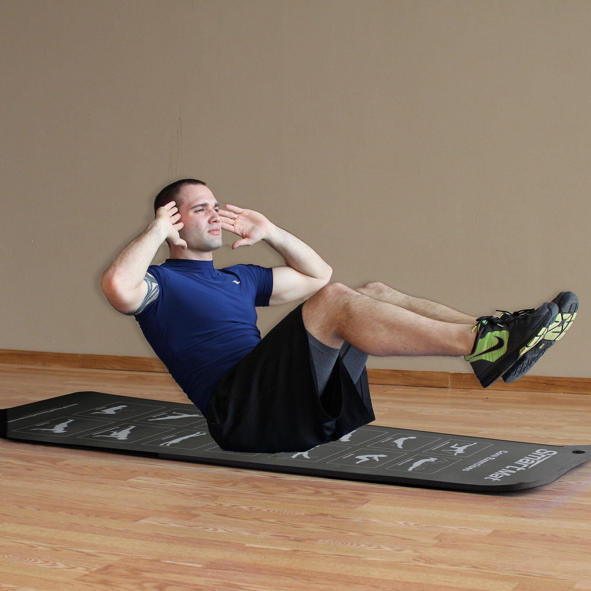 Prism Fitness Extra Thick Self Guided Exercise Mat w/Carry Strap, Black (Used) - VMInnovations