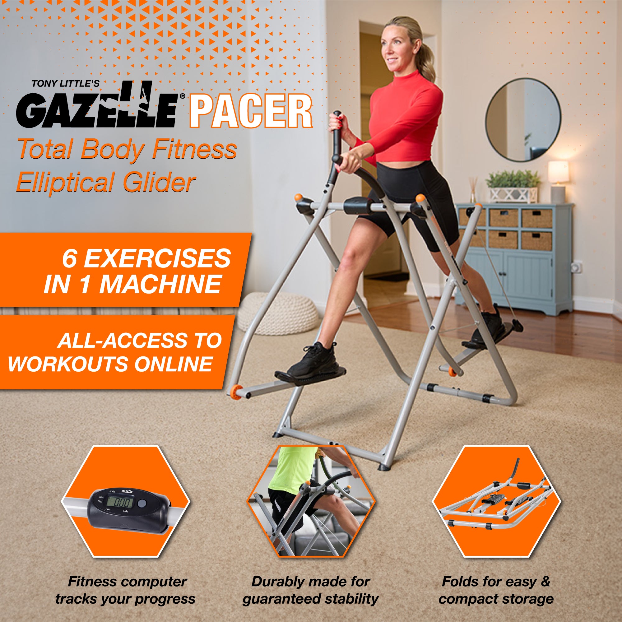 Tony Little Pacer Total Body Fitness Workout Exercise Elliptical Glider (Used) - VMInnovations