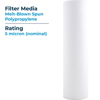 SpiroPure 10"x2.5" 5 Micron Melt-Blown Polypropylene Filter (24 Pk)(Open Box) - VMInnovations