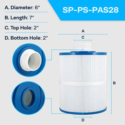 SpiroPure SP-PS-PAS28 Hot Tub Pool Replacement Water Filter, (4 Pack) (Open Box)
