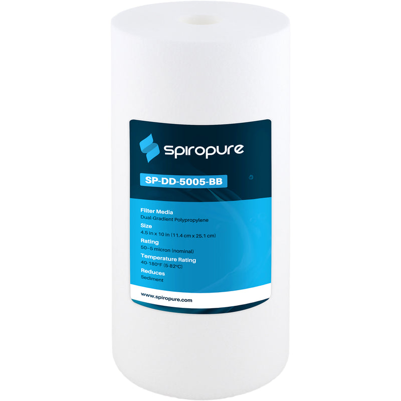 SpiroPure 10 x 4.5" Dual Gradient Polypropylene Water Filter, 5 Micron (8 Pack)