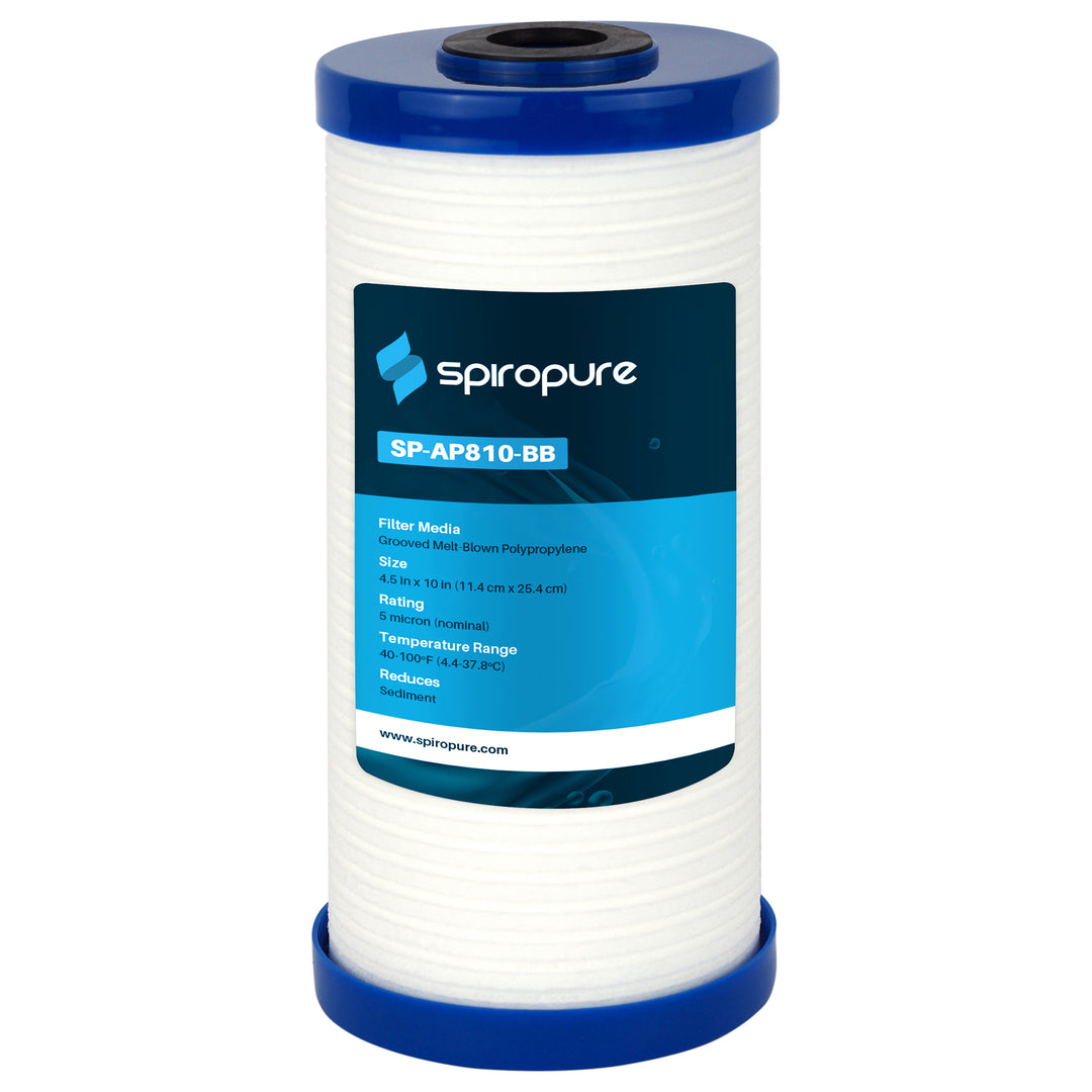 SpiroPure 10 x 4.5" Grooved Sediment Water Filter Cartridge, 5 Micron(8pk)(Used)