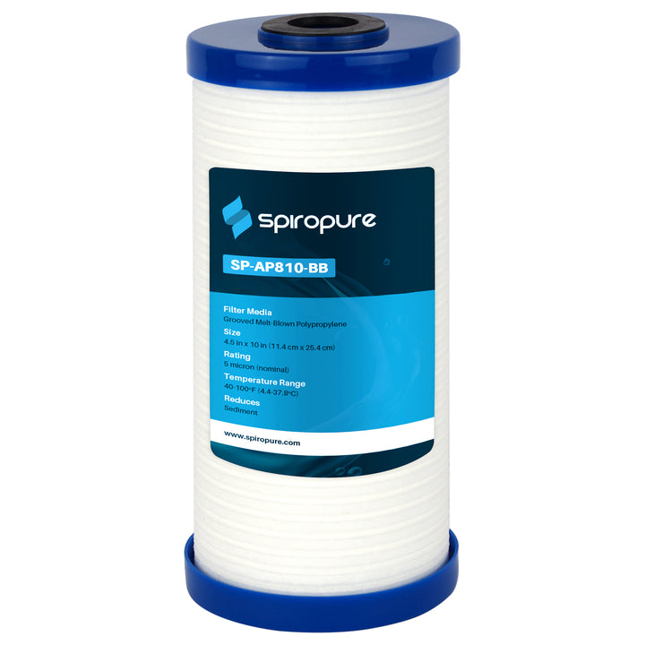 SpiroPure 10 x 4.5" Grooved Sediment Water Filter Cartridge, 5 Micron(8pk)(Used)