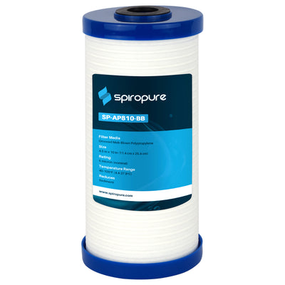 SpiroPure 10 x 4.5" Grooved Sediment Water Filter Cartridge, (8pk) (Open Box)