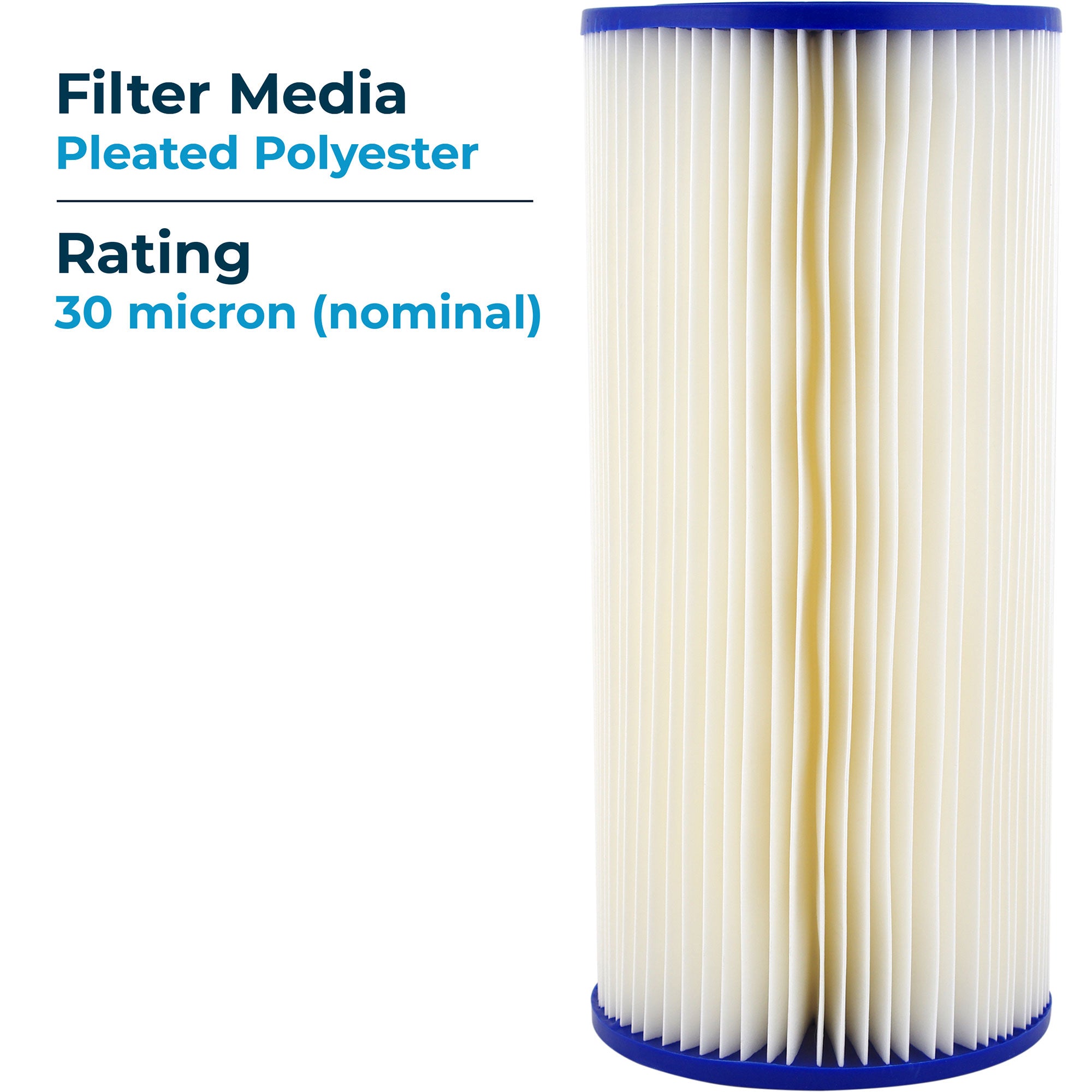 SpiroPure 10 x 4.5" Pleated Polyester Water Filter Cartridge, 30 Micron (8 Pack) - VMInnovations