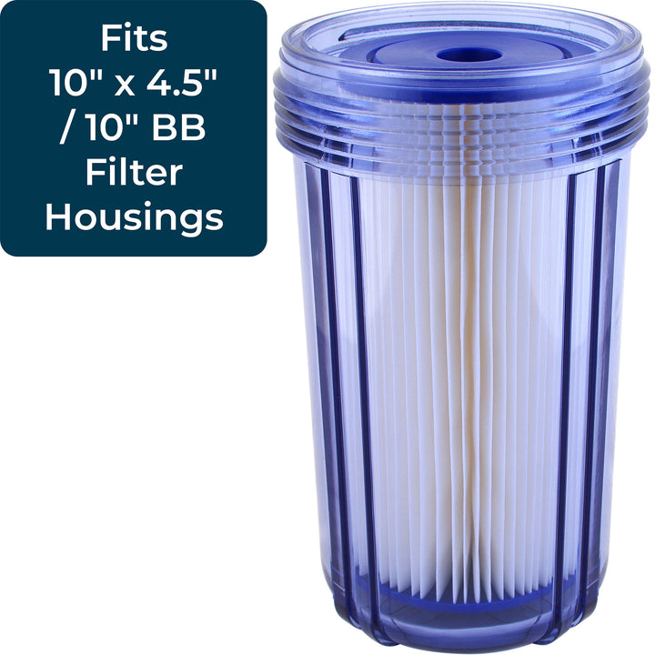 SpiroPure 10 x 4.5" Pleated Polyester Water Filter Cartridge, 30 Micron (8 Pack)