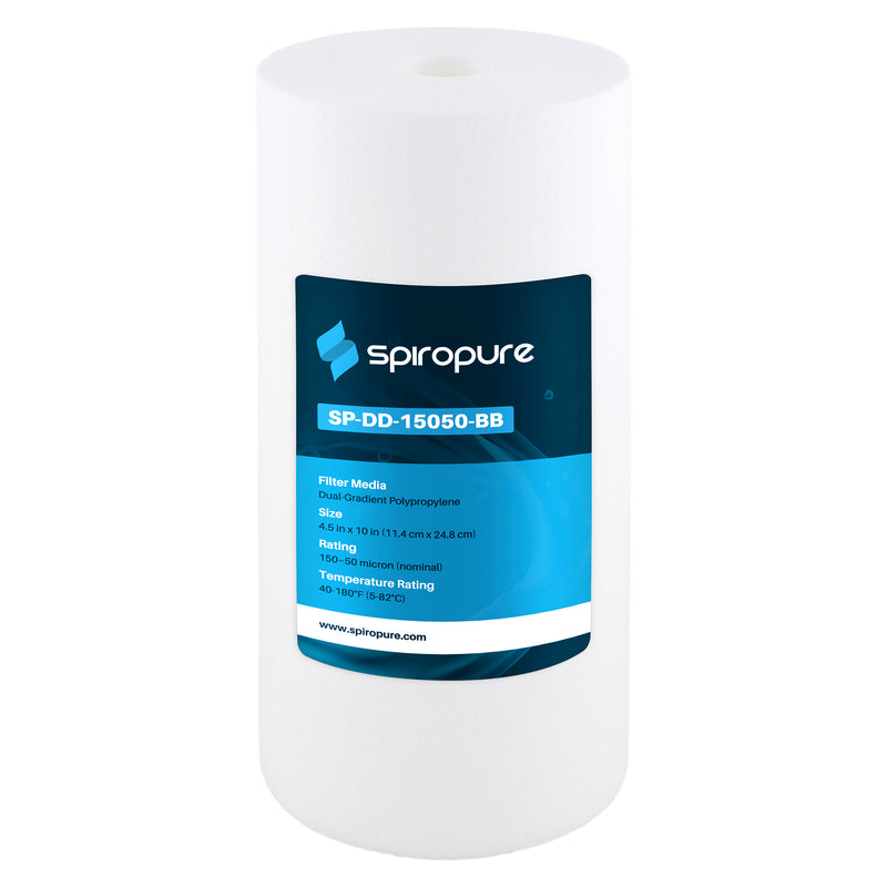 SpiroPure 10 x 4.5" Dual Gradient Polypropylene Water Filter, 50 Micron (8 Pack)