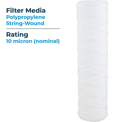 SpiroPure String Wound Polypropylene Water Filter, 10 Micron (24 Pack)(Open Box)