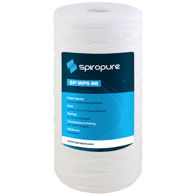 SpiroPure 10'' x 4.5'' String Wound Sediment Water Filter, 5 Micron (8 Pack)