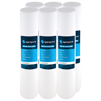 20 x 4.5" Dual Gradient Polypropylene Water Filter, 25 Micron (6 Pack Open Box)