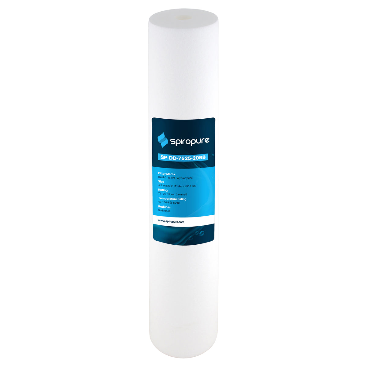 20 x 4.5" Dual Gradient Polypropylene Water Filter, 25 Micron (6 Pack Open Box)