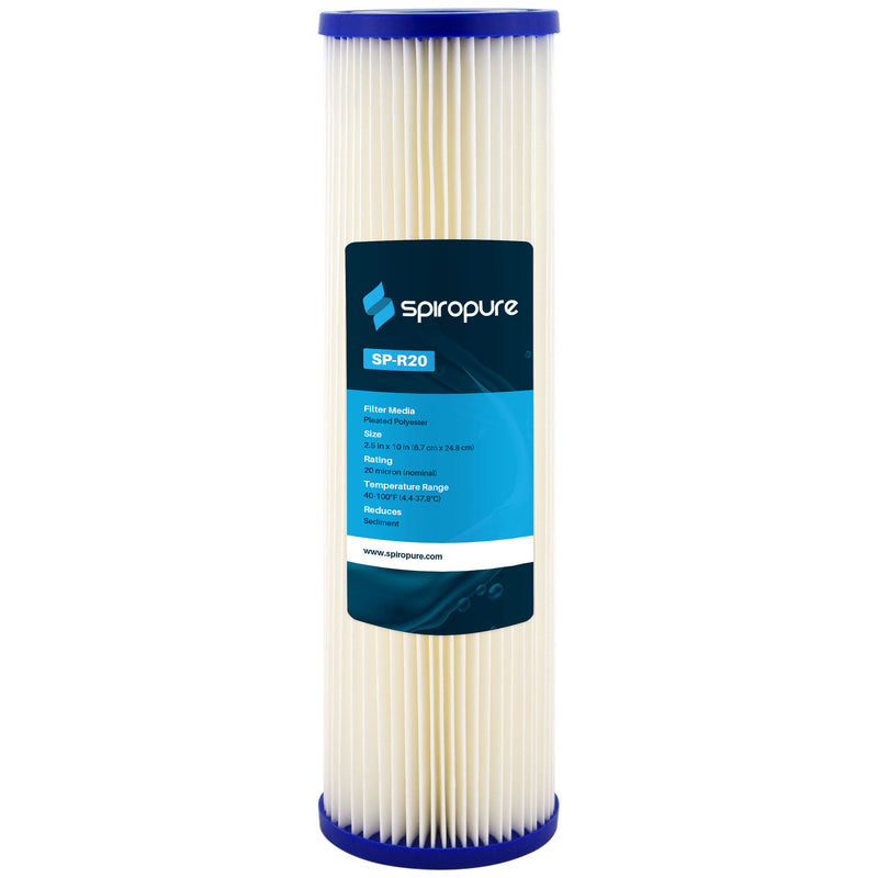 SpiroPure 10x2.5" Polyester Water Filter Cartridge, 20 Micron(24pk)(Open Box)