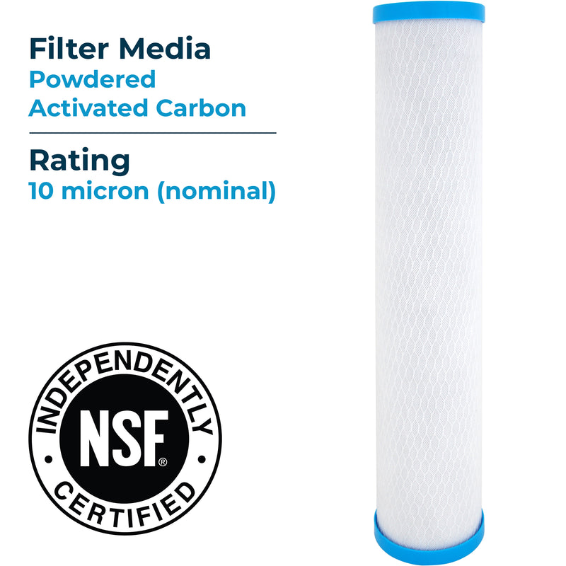 SpiroPure 20x4.5" PAC NSF Carbon Block Water Filter, 10 Micron (4Pk) (Open Box)
