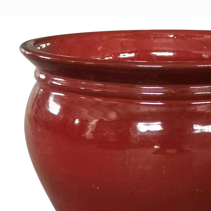 Southern Patio Wisteria 8" Round Ceramic Planter Pot with Saucer, Red (2 Pack)