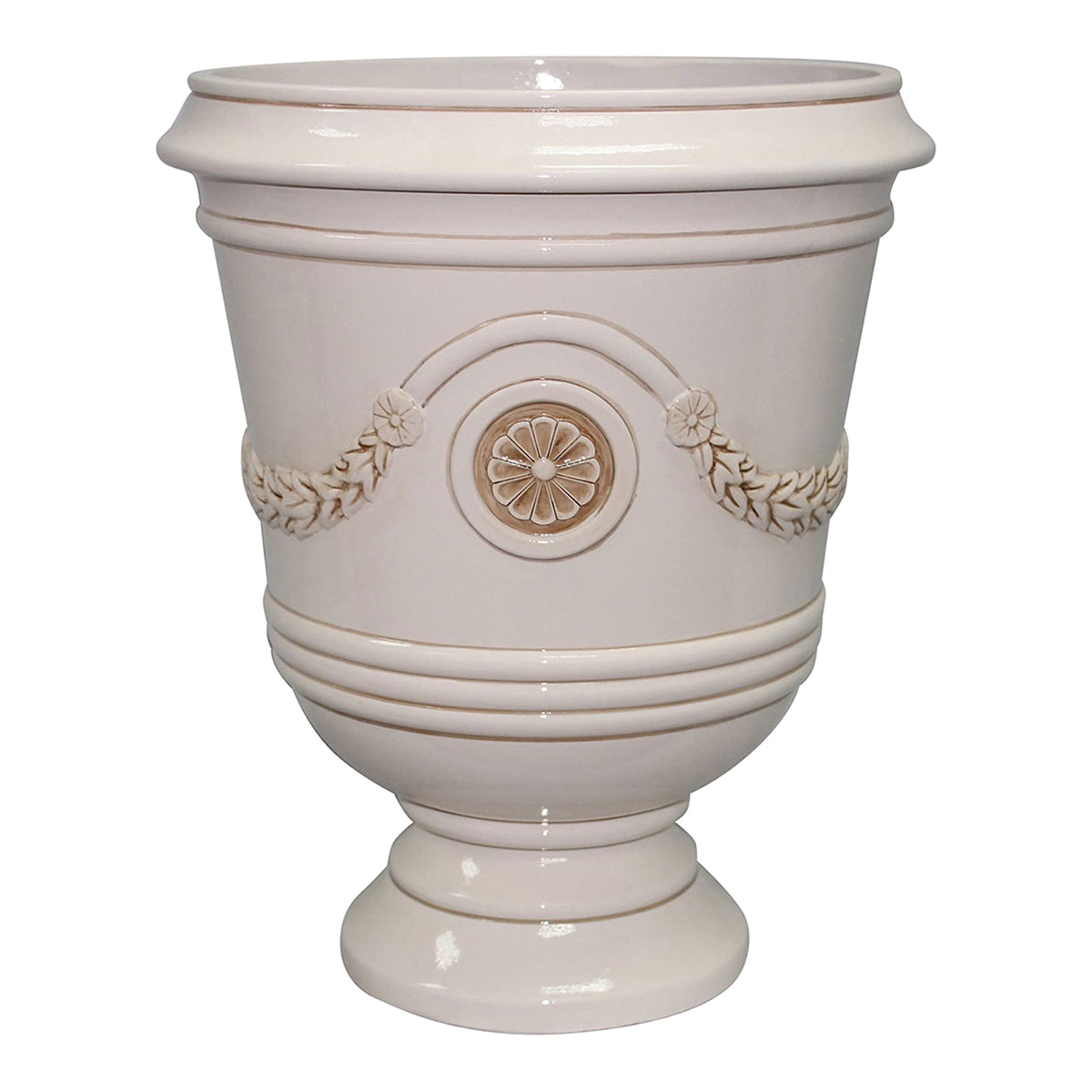 Southern Patio Porter 15" Round Resin Outdoor Pot Planter, Ivory White (2 Pack)