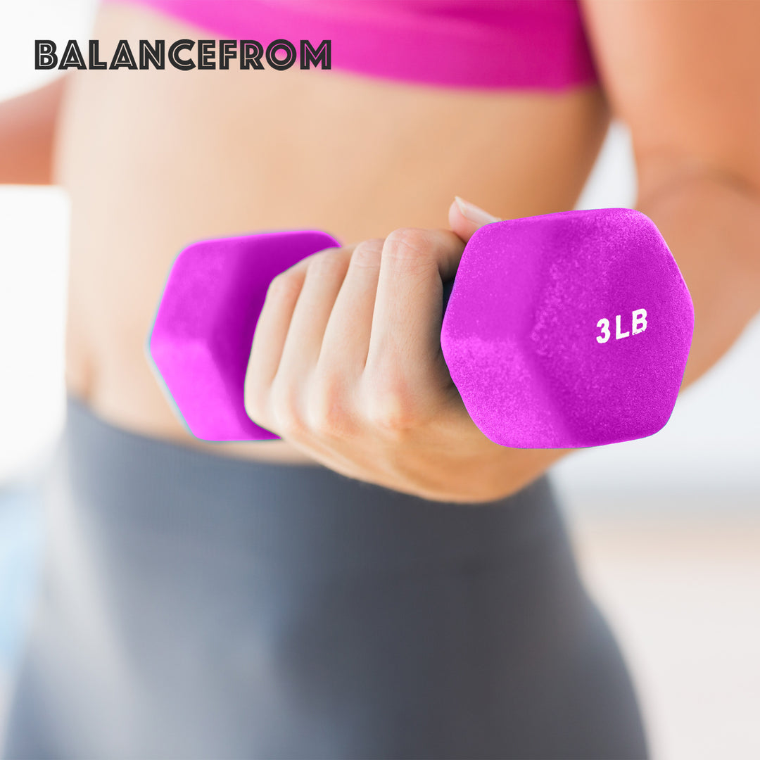 BalanceFrom Fitness 2, 3, & 5lb Neoprene Coated Dumbbell Set & Stand (Open Box)