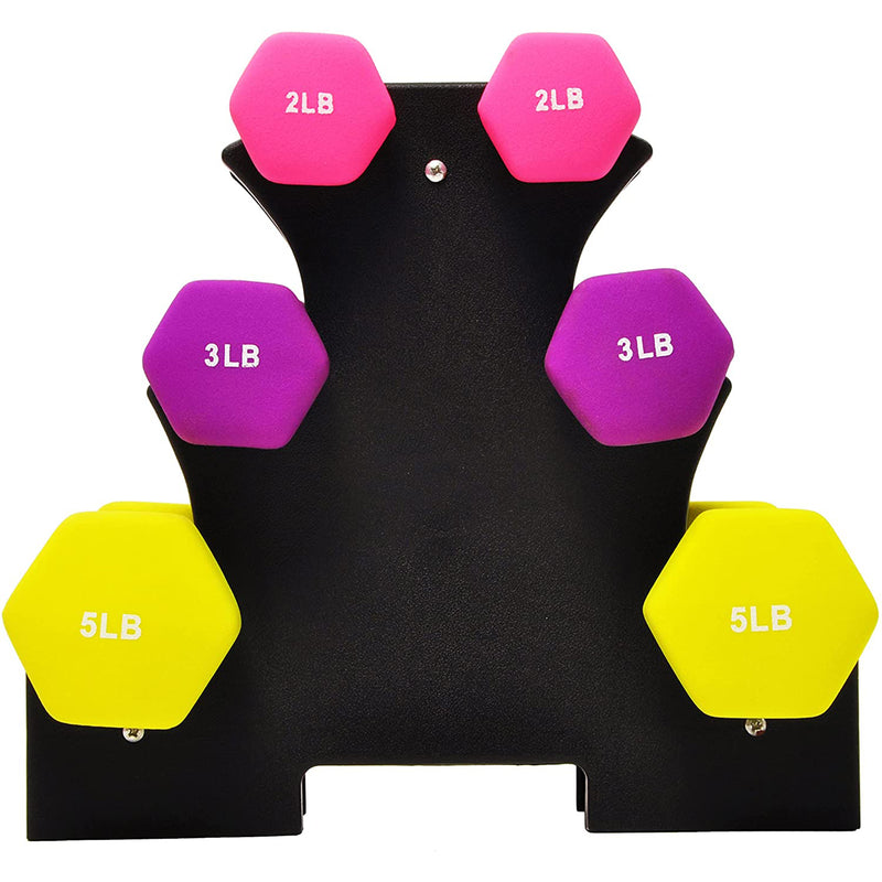 BalanceFrom Fitness 2, 3, and 5 Pound Neoprene Coated Dumbbell Set w/Stand(Used)