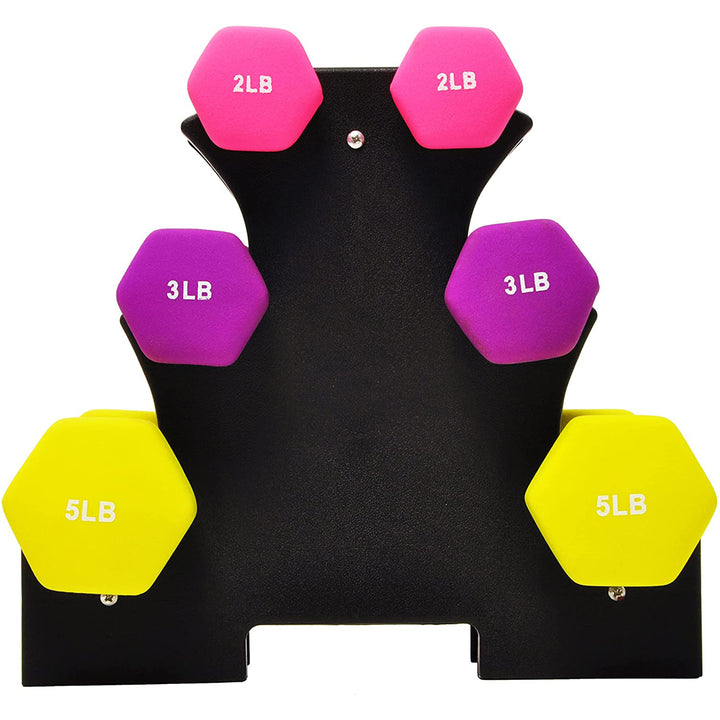 BalanceFrom Fitness 2, 3, and 5LB Neoprene Coated Dumbbell Set w/Stand(Open Box)